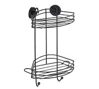 WENKO Etagère Murale Salle de Bain, Panier de Douche Mural Fixation sans perçage Vacuum Loc Plus, repositionnable sans Laisser de Trace, Esprit loft, Acier Verni, 26x6,5x14 cm, Noir