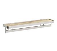 WENKO Porte-épices Barre Premium - jusqu'à 8 pots, tablette bambou, acier brossé, argent mat