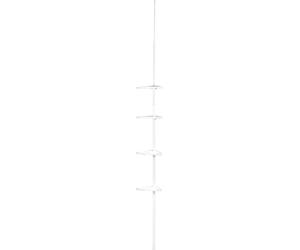WENKO Etagère télescopique d'angle Etagère de douche d'angle avec 4 étagères Salle de bains Compact blanc Crochet