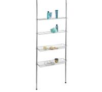 WENKO Étagère télescopique Ellera Extensible, 2 tablettes, 2 corbeilles Chromé