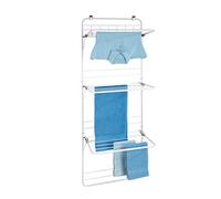 WENKO Étendoir à linge suspendu | Séchoir à linge sur porte E2X pratique et économique | Avec 6 crochets intégrés et 3 ailes ajustables | Métal blanc | DIM (l x h x p) 51 x 142 x 41 cm