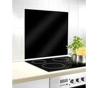 WENKO Fond de hotte, Crédence Cuisine, Noir, Protection antiéclaboussures, Verre trempé, 60 x 70 cm