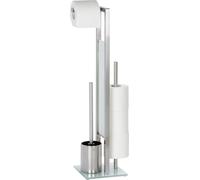 WENKO Garniture de WC sur pied Brosses de WC Rouleaux de papier Support en acier inoxydable RIVALTA