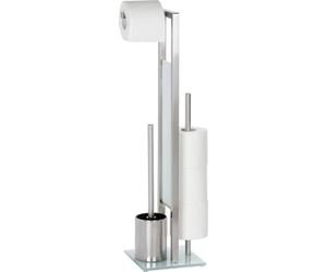 WENKO Garniture de WC sur pied Brosses de WC Rouleaux de papier Support en acier inoxydable RIVALTA