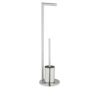 WENKO Garniture de WC sur pied Ferla en métal argenté mat 18 x 69,5 cm