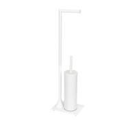 Wenko Garniture de WC sur pied Hella – acier laqué, porte-brosse et support de papier, blanc mat