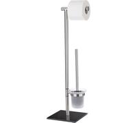 WENKO Garniture de WC sur pied LIMA Brosses de WC Support de cuvette Roulettes en acier inoxydable Salle de bains
