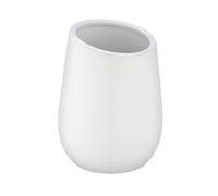 WENKO Gobelet Badi blanc céramique - Porte-brosse à dents pour la brosse à dents et la pâte dentifrice, Céramique, 8 x 11 x 8 cm, Blanc