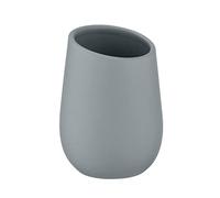 WENKO Gobelet Badi gris céramique - Porte-brosse à dents pour la brosse à dents et la pâte dentifrice, Céramique, 8 x 11 x 8 cm, Gris