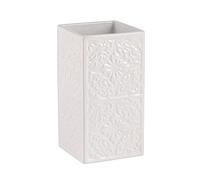 WENKO Gobelet Cordoba Blanc céramique - Porte-Brosse à Dents pour la Brosse à Dents et Le Dentifrice, Céramique, 6.5 x 12 x 6.5 cm, Blanc