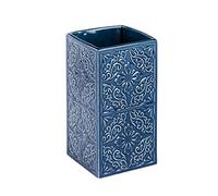 WENKO Gobelet Cordoba Bleu foncé céramique - Porte-Brosse à Dents pour la Brosse à Dents et Le Dentifrice, Céramique, 6.5 x 12 x 6.5 cm, Bleu