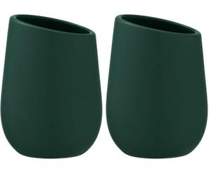 WENKO Gobelet pour brosses à Dents Badi, gobelet en céramique à Surface Mate, gobelet pour Le Rangement de brosses à Dents et du Dentifrice, idéal pour la Salle de Bain, Ø 8 x 11 cm, Vert foncé