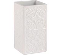 Wenko Gobelet Salle De Bain, Porte Brosse à Dent Cordoba, Céramique à Relief, 6,5x12x6,5 Cm, Blanc