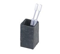 WENKO Gobelet Slate Rock - gobelet porte brosse à dents, Polyrésine, 6.4 x 10.5 x 6.4 cm, Anthracite
