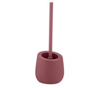 WENKO Kit d'accessoires pour WC Badi, Accessoires de Bain en céramique à Surface Mate, Brosse WC Noire IN vec tête de Brosse en Silicone d'un Ø de 7,5 cm, Anti-adhésive, Ø 13,5 x 38 cm, Rose