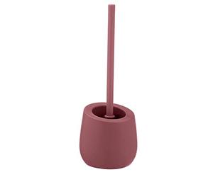 WENKO Kit d'accessoires pour WC Badi, Accessoires de Bain en céramique à Surface Mate, Brosse WC Noire IN vec tête de Brosse en Silicone d'un Ø de 7,5 cm, Anti-adhésive, Ø 13,5 x 38 cm, Rose