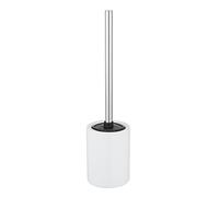 WENKO Kit d'accessoires pour WC Laviano Blanc Brillant, Porte-Brosse WC sur Pied avec tête de Brosse à lamelles en Silicone remplaçable, Anti-adhésive pour Un Nettoyage hygiénique, Ø 9,7 x 39 cm