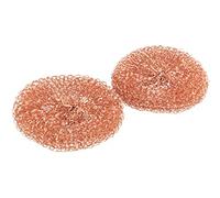 WENKO Kupfer-Putzlinge Cobi, 2er Set Kupfer-Schwämme zur kratzfreien & schonenden Reinigung gegen hartnäckigen Schmutz, für Edelstahl, Glaskeramik & Porzellan, langlebig, rostfrei, Je Ø 9 x 2,2 cm