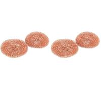 WENKO Kupfer-Putzlinge Cobi, 2er Set Kupfer-Schwämme zur kratzfreien & schonenden Reinigung gegen hartnäckigen Schmutz, für Edelstahl, Glaskeramik & Porzellan, langlebig, rostfrei, Je Ø 9 x 2,2 cm