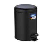Wenko Poubelle à pédale Leman – insert amovible, acier laqué noir, 5 l (21 x 24 x 28 cm)