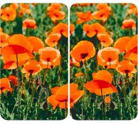 WENKO Lot de 2 plaques de cuisinière Couverture Planche à découper Verre Champ de coquelicots