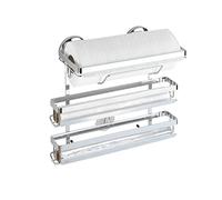 WENKO Magic-Loc porte essuie-tout Trio - pour 3 rouleaux cuisine différents, Métal chromé, 33 x 32 x 16 cm, Argent brillant