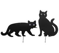 WENKO Maximex Lot de 2 Chats effaroucheurs d'oiseaux, Chasse Les hôtes indésirables du Jardin, en métal laqué Noir, avec Yeux en Forme de Billes Scintillantes, Dimensions (l x h) : 37 x 24 cm