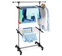 WENKO Maximex Séchoir à Linge Peu encombrant en Acier Inoxydable, Longueur Totale de séchage 11 m, Repliable pour Un Gain de Place, idéal comme portemanteau, pour aérer ou comme Aide au Repassage