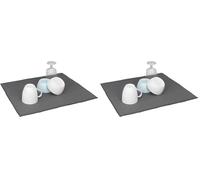 WENKO Mikrofaser Abtropfmatte Miko Grau - Trockenmatte, Spülbeckenmatte für Geschirr, Polyester, 40 x 47 cm, Grau (Lot de 2)