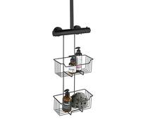 WENKO Milo Étagère de douche thermostatique à 2 étages à suspendre au robinet en acier inoxydable Noir 25 x 55 x 14 cm