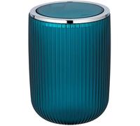 WENKO Mini Poubelle Salle de Bain Agropoli S, Poubelle à couvercle basculant, Capacité 2L, Plastique surface givrée, Pétrole