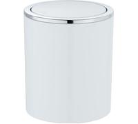 WENKO Mini Poubelle Salle de Bain, Poubelle à Couvercle, 2L, Inca, Blanc, Plastique Haut de Gamme, Ø 14 x 16,8 cm