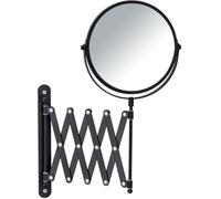 WENKO Miroir grossissant mural x3 Exclusif, bras télescopique, miroir maquillage double face, Acier, 19x38,5x50 cm, noir