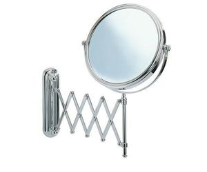 WENKO Miroir maquillage mural télescopique Deluxe, miroir grossissant x5, Ø 19 cm, Acier, 23x38x50 cm, Chromé