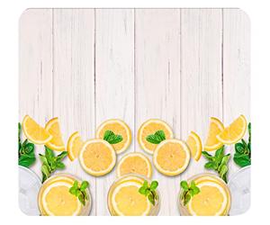 WENKO Multi-Platte Zitronen | Plaque de protection cuisinière en verre | Planche à découper multifonction | Dimensions 56 x 0,5 x 50 cm | Couleur multicolore et transparente