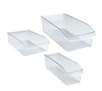 WENKO Organisateur de réfrigérateur E2V | Set de 3 bacs de Rangement en Pet Transparent pour frigo | Boîte de Conservation frigo | Dimensions (L x H x P) 31 x 9,5 x 20 cm