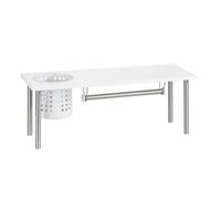 WENKO Organiseur cuisine, étagère évier cuisine avec dérouleur sopalin et porte ustensile, acier inox/MDF, 55x21x18 cm, Blanc