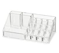 WENKO Organiseur de Maquillage Femme - 16 Compartiments, Acrylique, 22.5 x 8 x 12.5 cm, Transparent