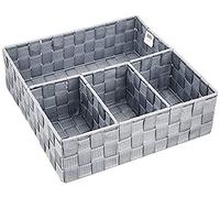 WENKO Organiseur De Salle De Bains Adria, Boîte de Rangement Carré Avec 4 Compartiments, Capacité: 9.3 l, En Polypropylène Tissé, Dimensions : 32 x 10 x 32 cm, Couleur : Blanc