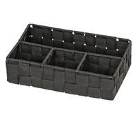 WENKO Organiseur de Salle de Bains Adria Petit, Noir - 4 Compartiments, Polypropylène, 26 x 6.5 x 17 cm, Noir