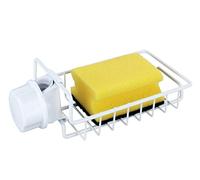 WENKO Organiseur d'évier Ohio, Porte éponge Robinet, Espace de Rangement pour Le Liquide Vaisselle et l'éponge, Fixation Facile sur l'évier ou Le lavabo, métal - Plastique, 21x6,5x10cm, Blanc