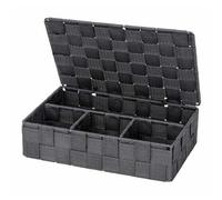 WENKO Organiseur salle de bain 4 compartiments Adria, petit panier rangement salle de bain avec couvercle, Polypropylène,
