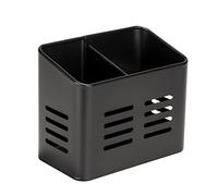 WENKO Panier à couverts Baco, corbeille Black Outdoor Kitchen en métal thermolaqué, visuel élégant noir pour le rangement des couverts, 16 x 13,5 x 9 cm