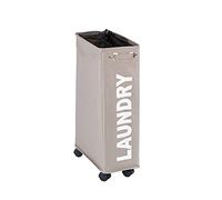 Wenko Panier à linge CORNO – 43 L – Polyester – Taupe à roulettes