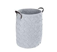 WENKO Panier à linge tressé, avec poignée, en feutre, Trovo gris, capacité 75L, Ø 40x60 cm, polyester