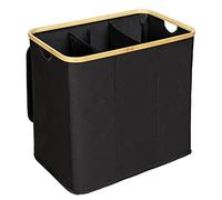 Panier à linge - WENKO - ECORI - 3 compartiments - Capacité 3x35L - Bambou et Polyester
