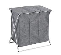 WENKO Panier à linge Trio Top gris chiné - Corbeille à linge Capacité: 118 l, Polyester, 57 x 57 x 38 cm, Gris