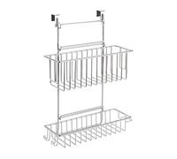 WENKO Panier à suspendre chromé Flexi - 2 rayons, Métal chromé, 32 x 47 x 12.5 cm, Argent brillant