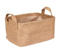 Wenko Panier de rangement Juna M, corbeille décorative pour le rangement ordonné d'accessoires comme p.ex. des vêtements équipé de deux poignées, matériau extérieur 100 % jute, 24 x 17 x 17 cm, brun
