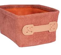 WENKO Panier de salle de bain Anela Long, panier en velours côtelé doux pour ranger les accessoires de toilette, avec une petite poignée en similicuir, 100 % polyester, 19 x 9 x 14 cm, vieux rose